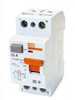 Выключатель дифференциальный (УЗО) ВД1-63 2п 25А 10мА тип AC | код. SQ0203-0006 | TDM